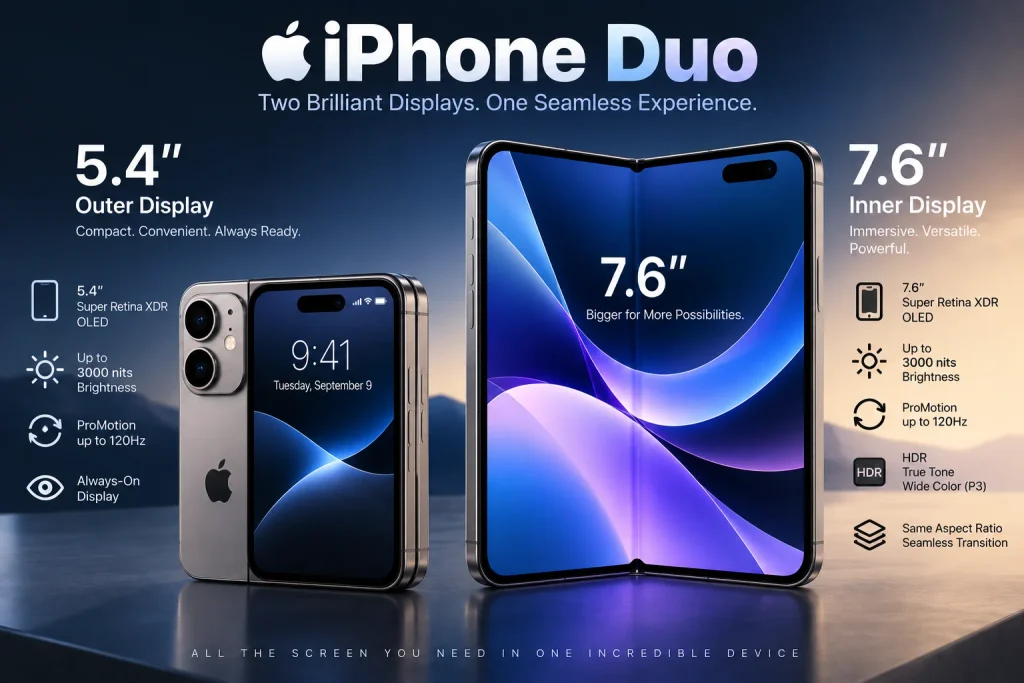 iPhone Duo inner and outer foldable display