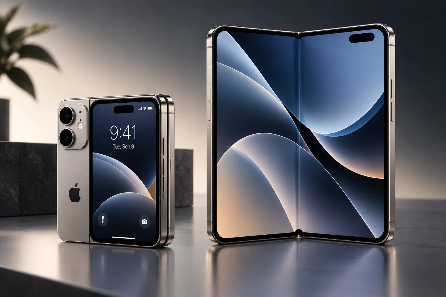 iPhone Duo open and closed foldable design